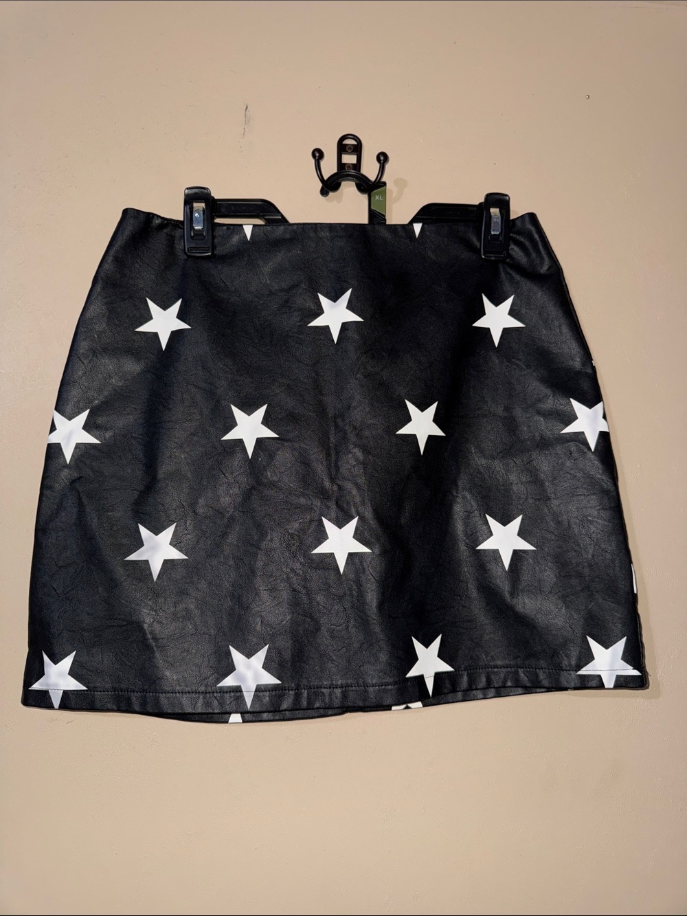 Altar'd State Black Faux Leather Star Print Mini Skirt Large Women's Celestial